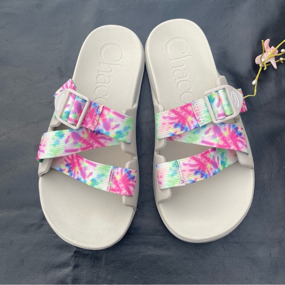 Chaco Chillos Slide Sandals - Women's Light Tie-Dye Sizes 8.